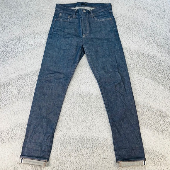 Uniqlo Other - UNIQLO Jeans Mens Size 30 Stretch Selvedge 
Dark Indigo Slim Raw Denim Red Line